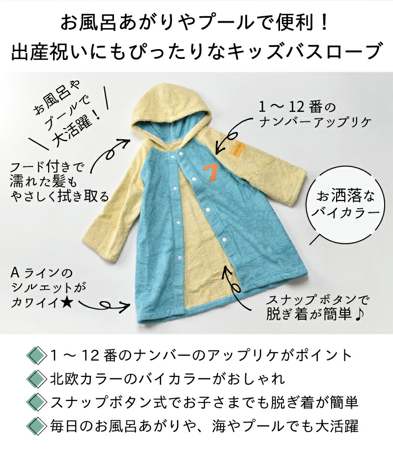 NUMBER-COLOR キッズバスローブ 3