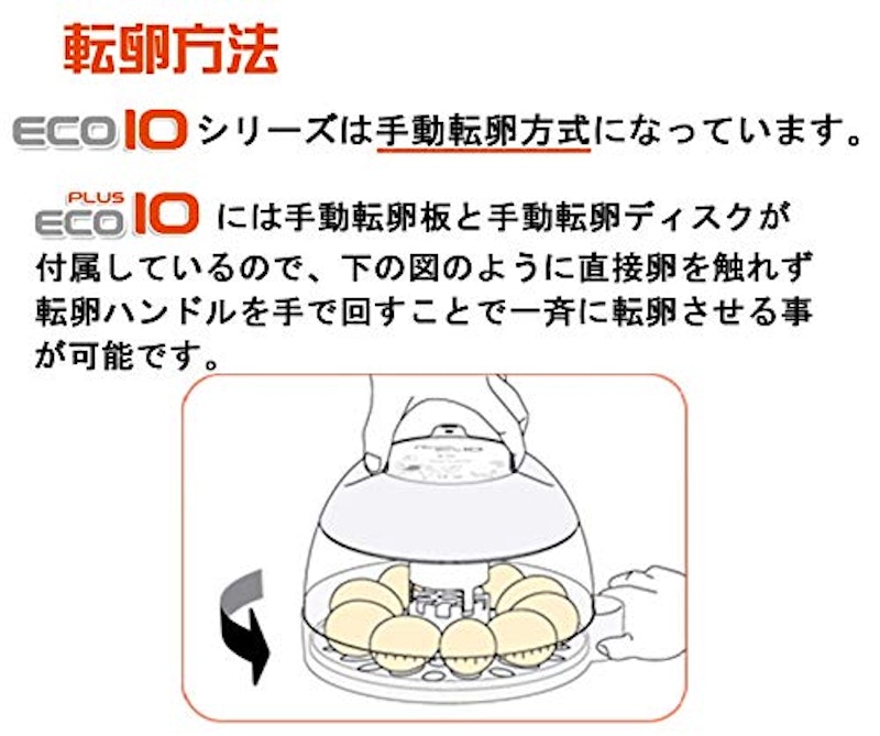 RcomエコPlus10 手動転卵式小型孵卵器 2