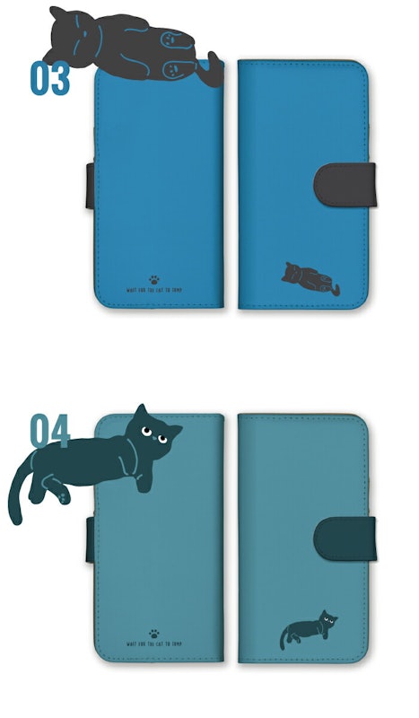 全機種対応 手帳型スマホカバー 猫 3
