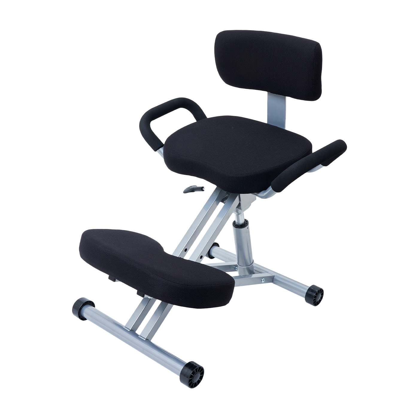 ニーリングチェア 背もたれ付き ブラック バランスチェア 姿勢矯正椅子