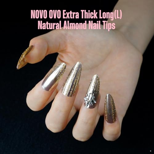 Long Almond Nail Tips NATURAL Not SCULPTED for Flat Nail Beds 7