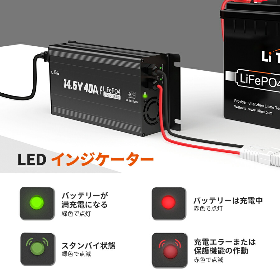 LiTime 12V 40A バッテリー充電器 4