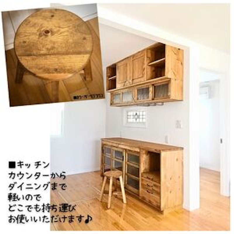 ハンドメイド 木製 丸スツール 4