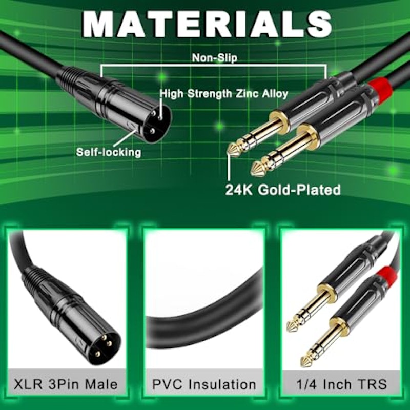 XLR-デュアル6.35mmTS 分岐ケーブル 3