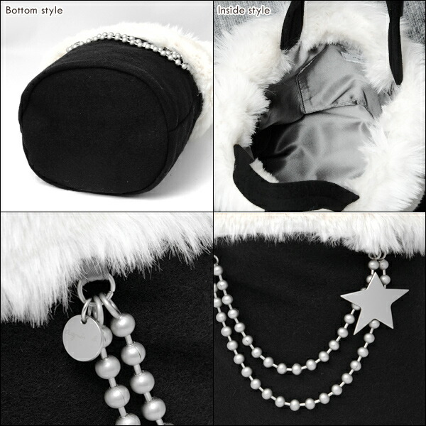agnes b. VOYAGE ファー付き ミニ・トートバッグBW 3