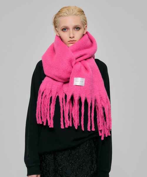 新品未使用MaxMara ピンク フリンジマフラー ホットピンク