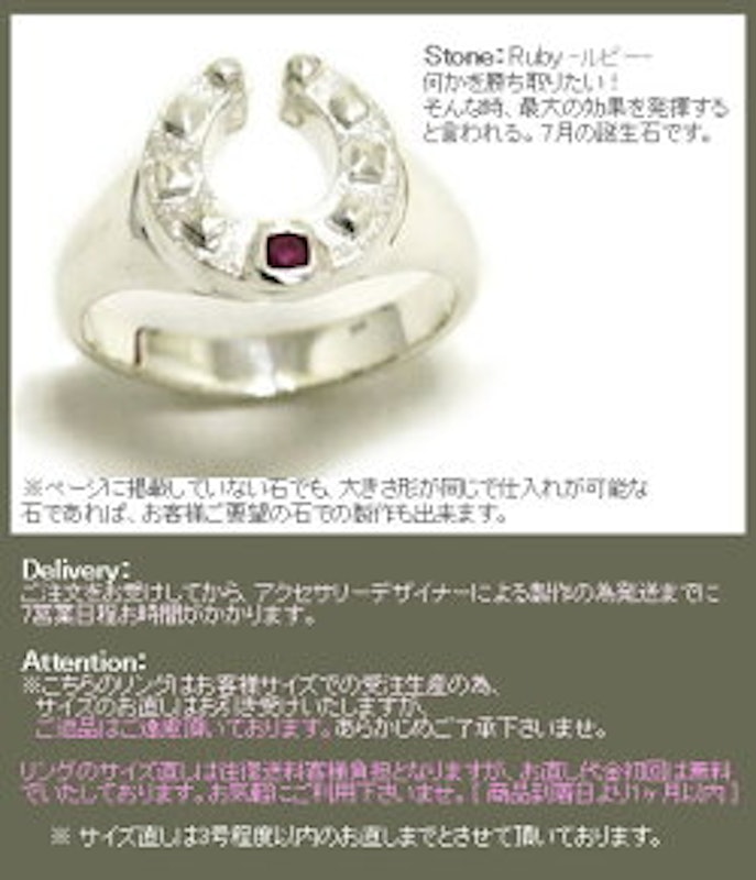 馬蹄ジュエルシルバーリング ルビー 3
