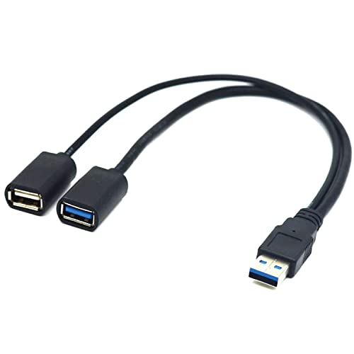 Duttek USB 2.0 二股ケーブル、30cm USB 2.0 A - メモリー