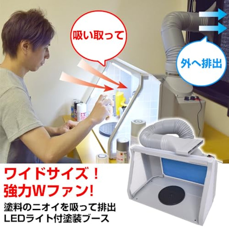 LEDライト付パワフルファン塗装ブース デラックス 2