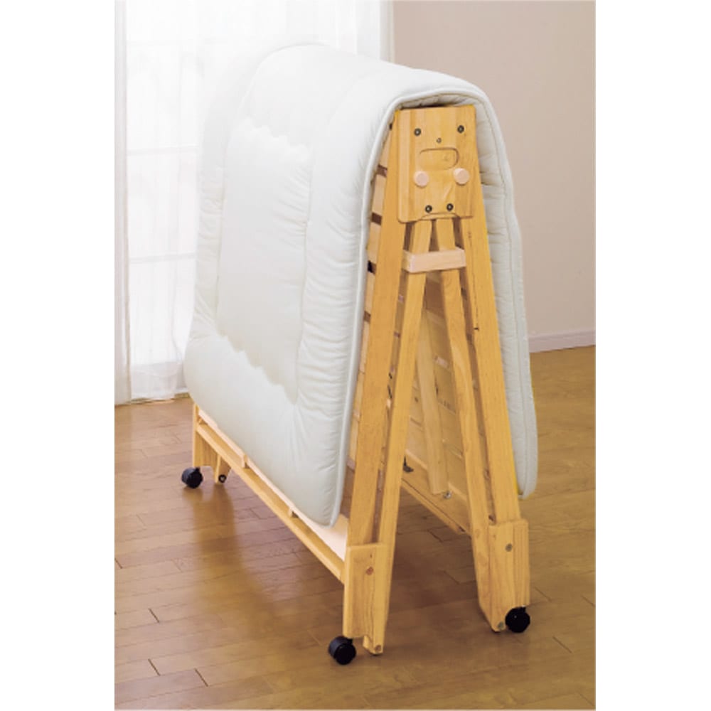 メルカリ最安値☆ 天然木 桐 すのこ ベッド キャスター 付 折りたたみ 収納 アテーナライフ 桐すのこ折りたたみベッド シングル の通販