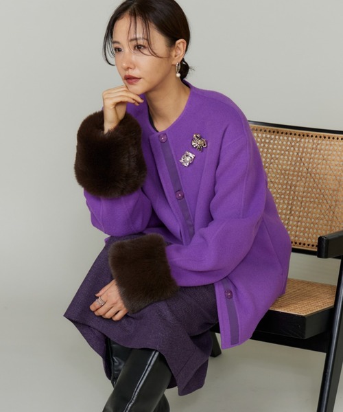 Le Souk ファー付きクルーネックリバーコート 1