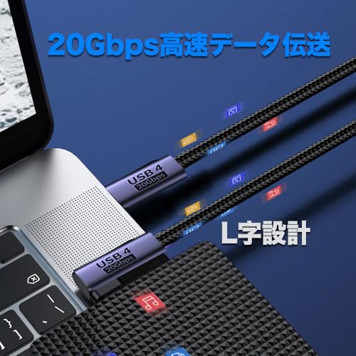 USB4 ケーブル L字 1.5M 2