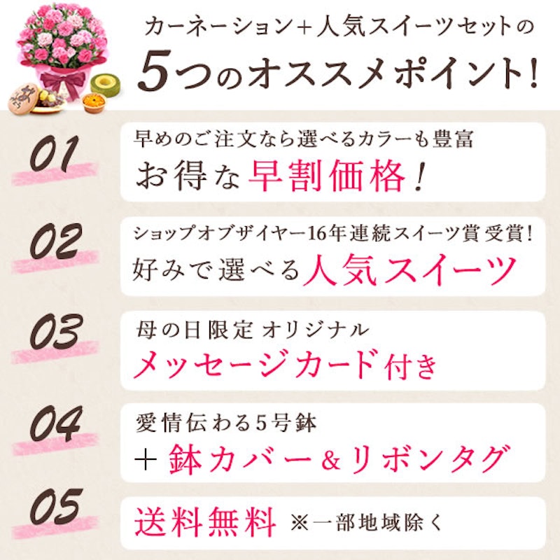 選べる鉢花と人気スイーツセット 鉢植えタイプ 4