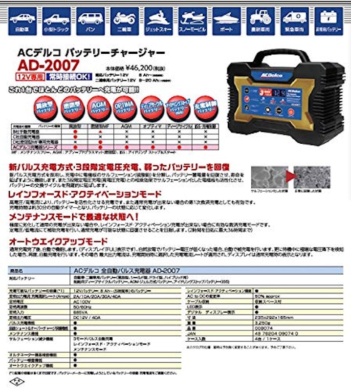 全自動バッテリーチャージャー 3