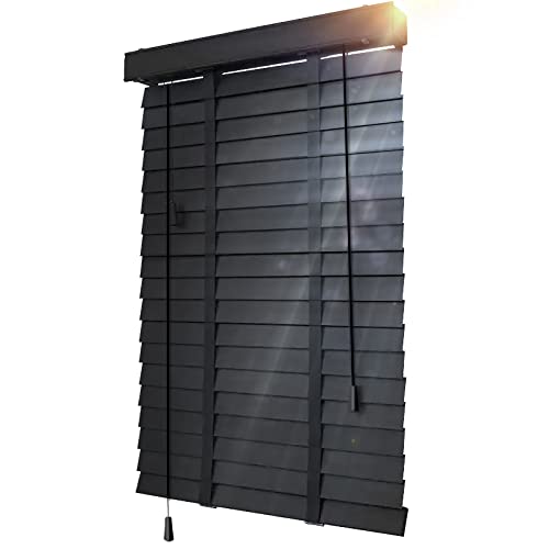 ダークブラウン 木製ブラインド つっぱり式 ウッドブラインドの