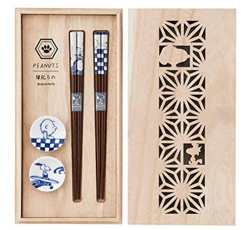 スヌーピー 木箱入ペア染付箸セット 1