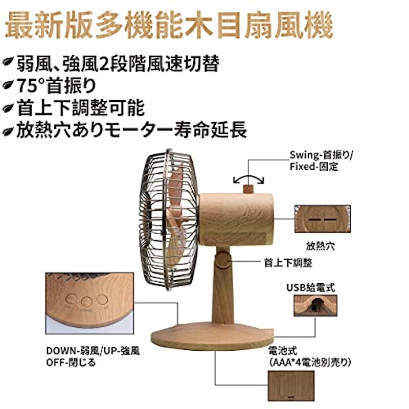 JIERUI CREATION 卓上木目扇風機 3