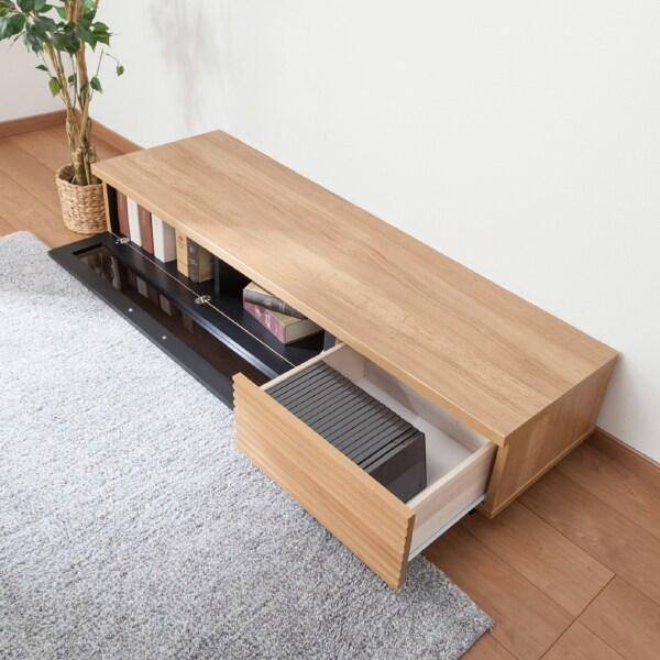 前板に天然木アルダー材を使用した高級感のある幅150cmテレビ台（W150 NA） 3