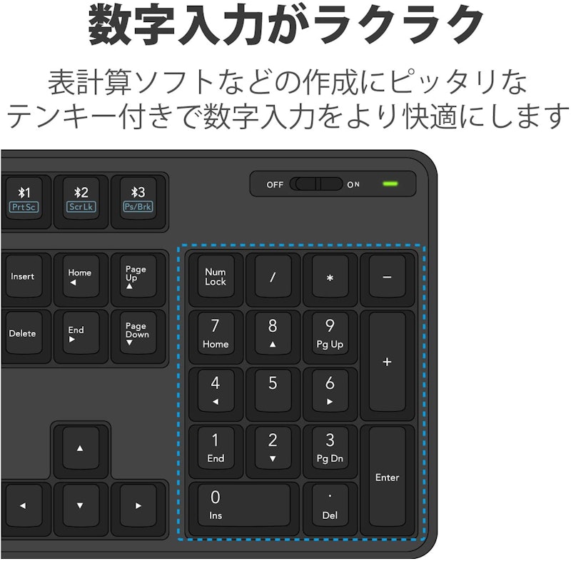 Bluetooth 5.0メンブレンフルキーボード 5