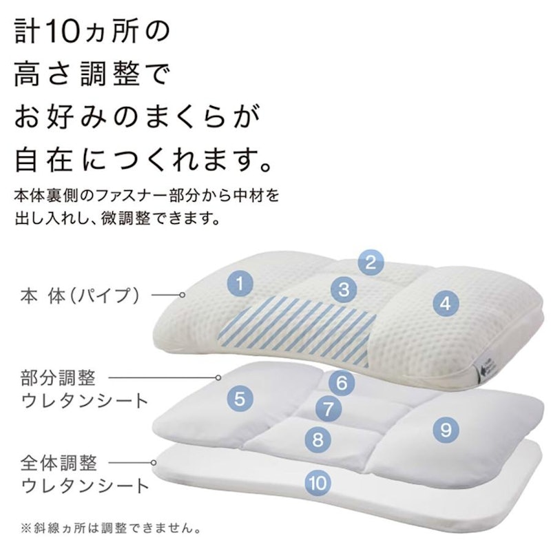 高さ10ヵ所調整できる枕(パイプ) 5