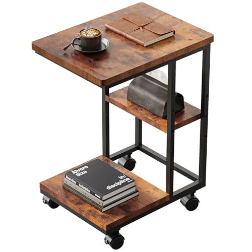 キャスター 多機能 サイドテーブル コンセント付き サイドテーブル キャスター 収納 木製 ワイヤレス充電機能付き