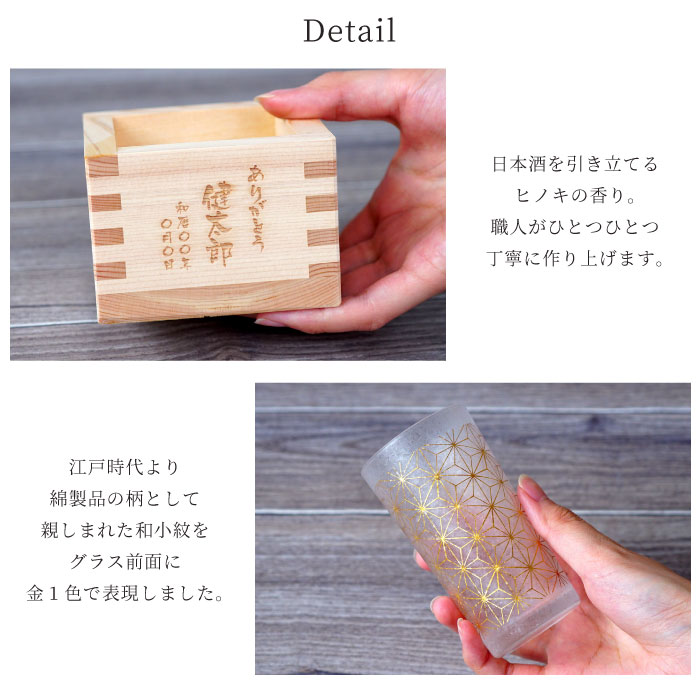 和小紋グラスと枡のこぼれ酒セット 6