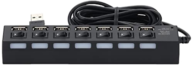 個別スイッチ付 7ポートUSBハブ 7