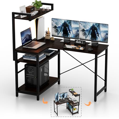 CubiCubi パソコンデスク 机pcデスク 三つ引き出し付き 左右ラック付き Amazon | CubiCubi パソコンデスク 机pcデスク 三つ引き出し付き
