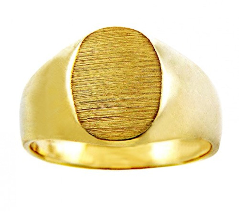 Engravable Brushedサテン楕円形Top Signet Ring 2