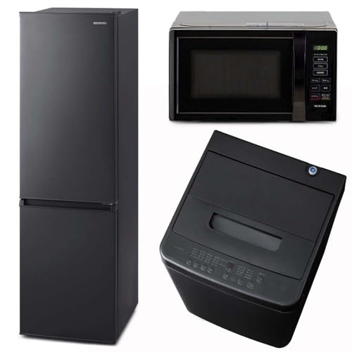  新生活家電3点セット 冷蔵庫 170L 洗濯機 5kg 電子レンジ 17L ブラック 1