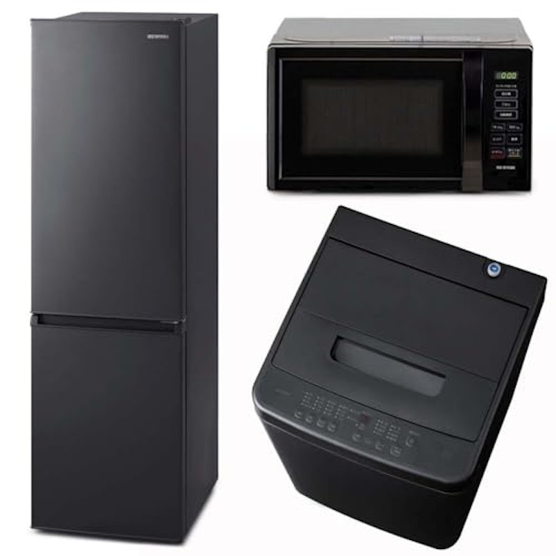 新生活家電3点セット 冷蔵庫 170L 洗濯機 5kg 電子レンジ 17L ブラック 1
