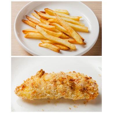 冷凍ポテトは理想的な焼き上がり!ささみかつは衣の香ばしさが立つ