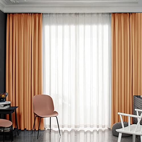 4枚セット！北欧カーテン！オレンジ 花柄 ドレープカーテン 100×200cm