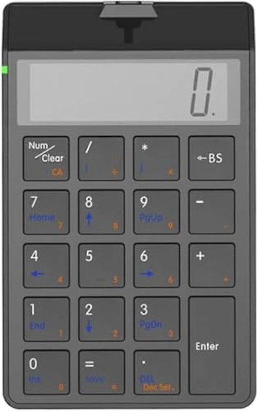 電卓機能付き充電式19キー静音キーボード 1