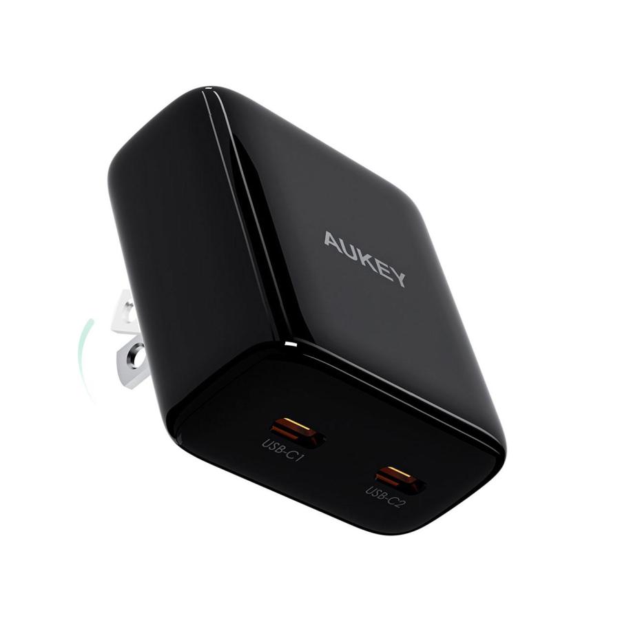 iPhone 12 ブラック 本体　AUKEY 急速充電 acアダプタ タイプc AUKEY 充電器 ACアダプター 折りたたみ式プラグ Type-C 急速充電 PD