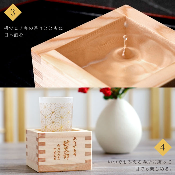 和小紋グラスと枡のこぼれ酒セット 6