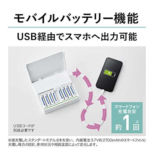 USB出力付8本急速充電器 5