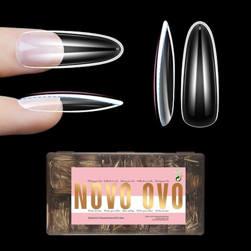 Long Oval Nail Tips NATURAL for Flat Nail Beds 1