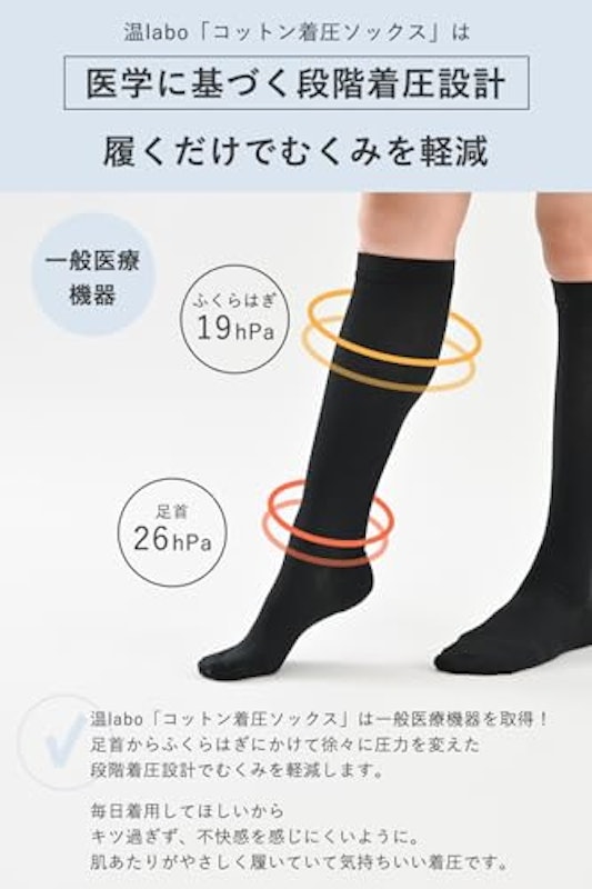 コットン着圧ソックス 2足組 3