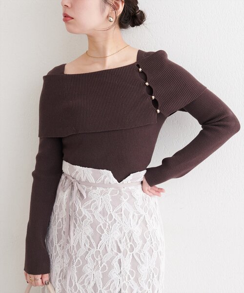 natural couture オフショルデザインニット 7
