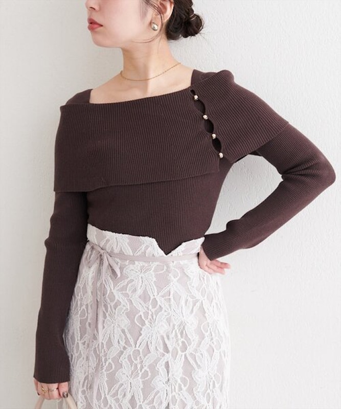 natural couture オフショルデザインニット 7