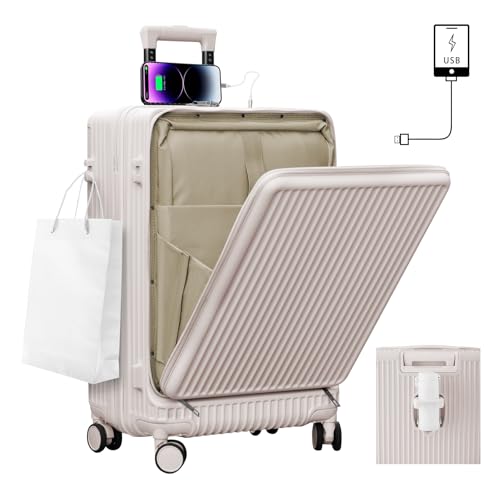 22 インチピンクスーツケース フック & 水筒ホルダー付 旅行用