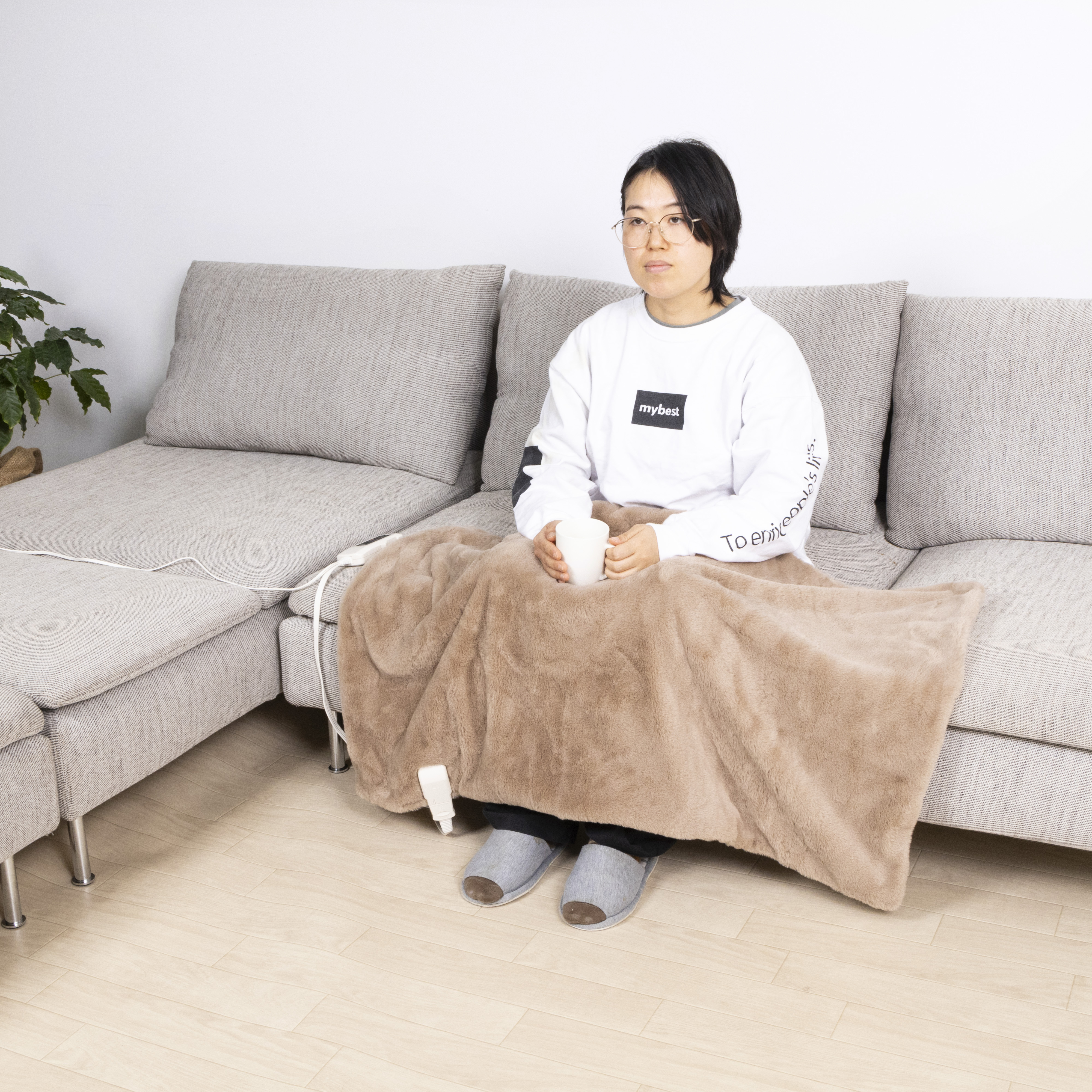 電気毛布 掛け 180×130cm 大判サイズ 掛け敷き兼用 グレージュ 徹底