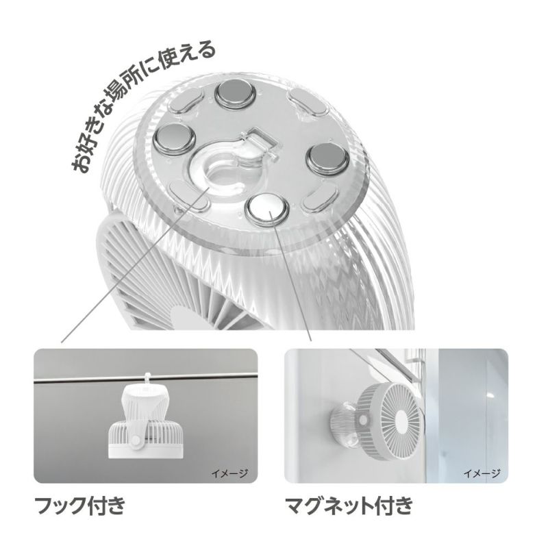 マグネット付クリアデスクファン 3