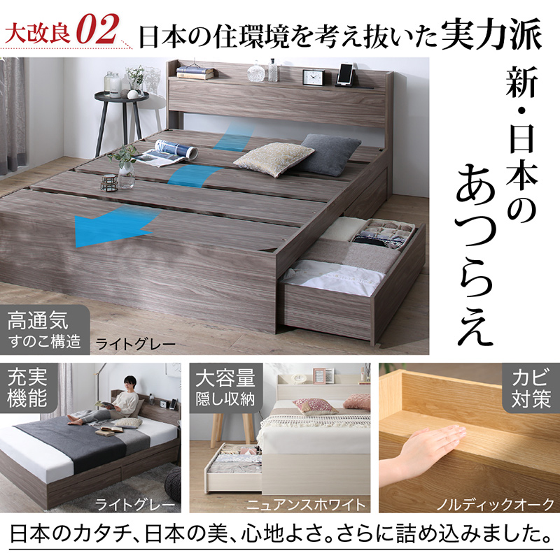 棚・コンセント付き収納ベッド 3
