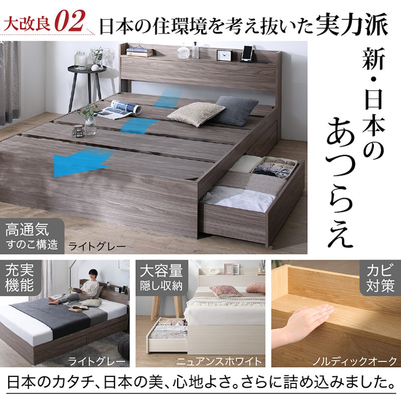 棚・コンセント付き収納ベッド 3