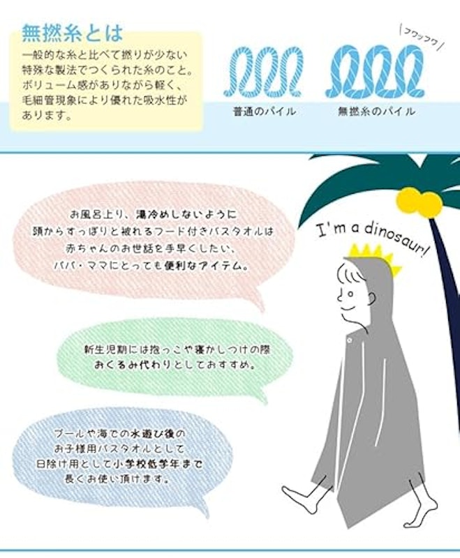 フード付バスタオル【 恐竜 】 3