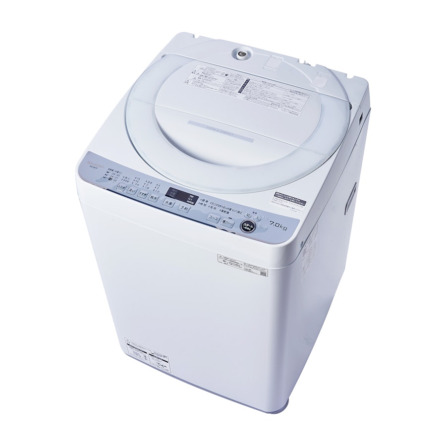 SHARP穴なし槽で節水！高性能風乾燥付き！シンプルホワイトインテリア洗濯機