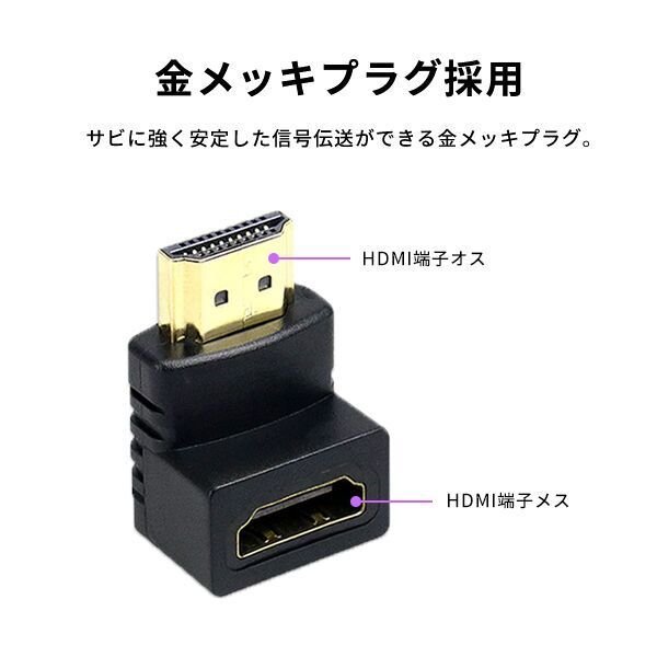 HDMI変換アダプタ 90度L字 3