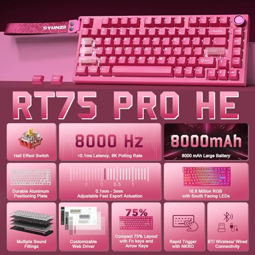 RT75 PRO Dual-8K Rapid Trigger Wireless Gaming Magnetic Keyboard 2